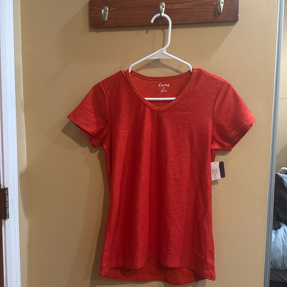 Curves XS small red v neck t shirt never used.